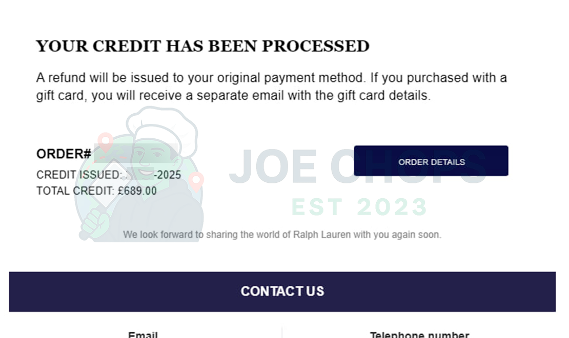 Ralph Lauren Order Success